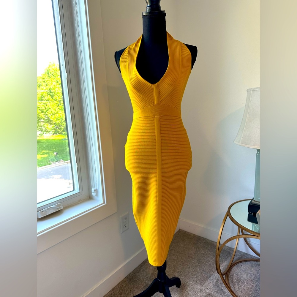 Herve Ledger Bandage, Halter, bodycon dress